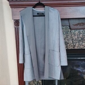 Zara Light Gray Open Front Draped Jacket